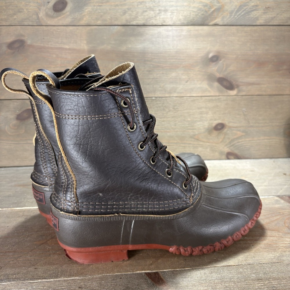 Ll bean duck boots womens size 8 shoes brown bison leather waterproof hunting - Picture 2 of 10